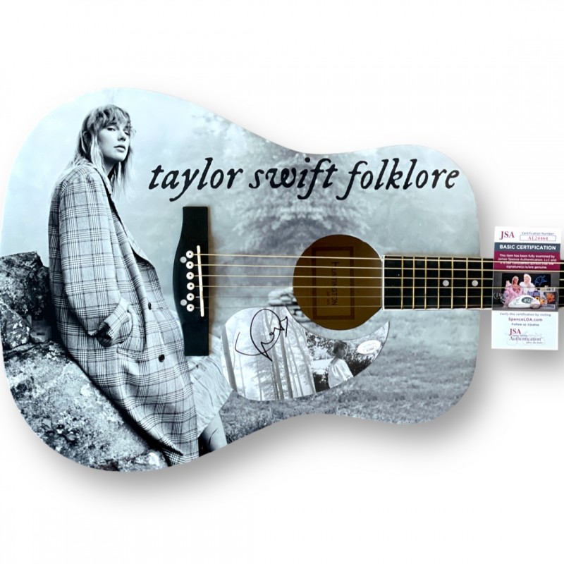Taylor Swift Signed Custom Wrapped "Folklore" Acoustic Guitar