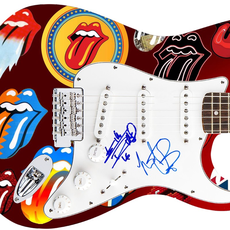 Battipenna su chitarra personalizzata - Autografato da Charlie Watts e Keith Richards dei Rolling Stones