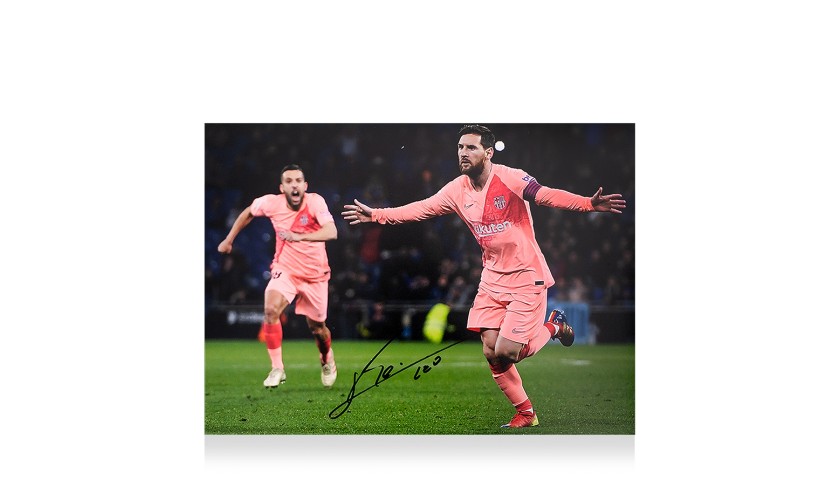 Lionel Messi Official Signed FC Barcelona Photo: Derby Goal vs Espanyol