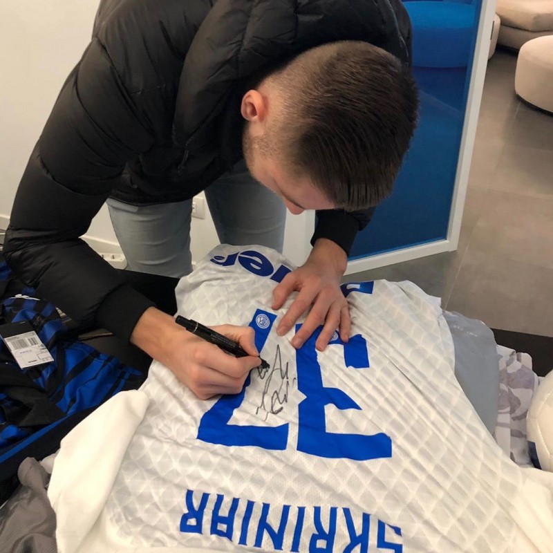 Skriniar's Worn and Signed Shirt, Sion-Inter 2018