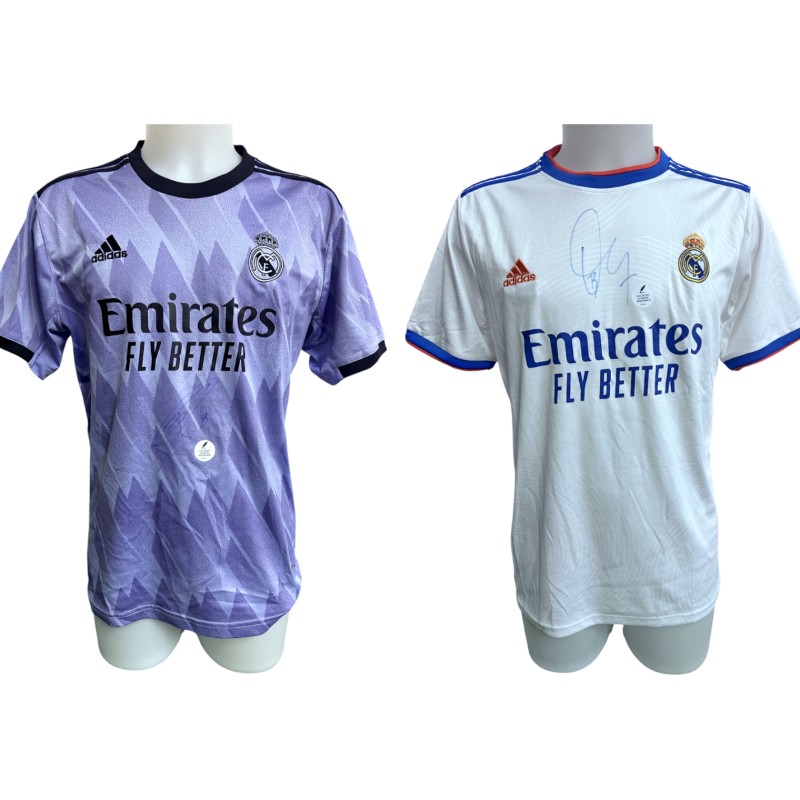 Collection of Two Real Madrid Replica Shirt - Signed by Federico Valverde and Vinicius Junior