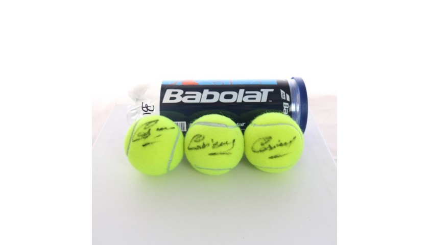 Set of Three Babolat Padel Balls Signed by Costacurta