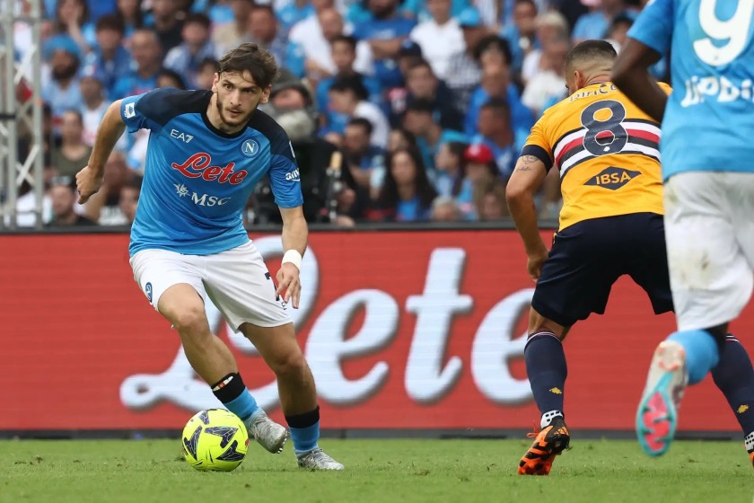 Kvaratskhelia's Match-Issued Shirt, Napoli vs Sampdoria 2023 - Special Patch 