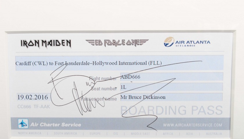 ED Force One Boarding Passes Used and Signed by Iron Maiden