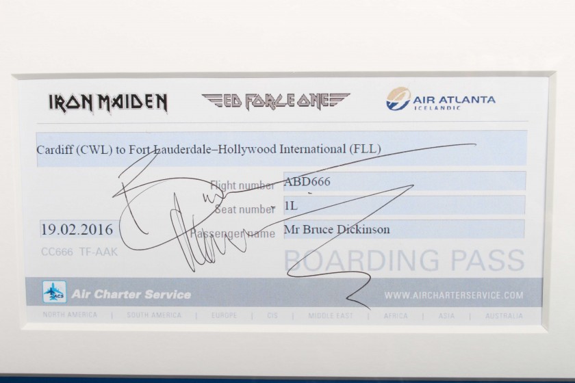 ED Force One Boarding Passes Used and Signed by Iron Maiden