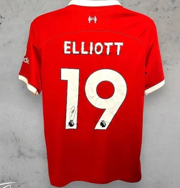 Maglia ufficiale del Liverpool 2023/24 di Harvey Elliott firmata 