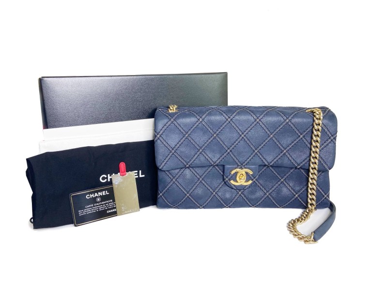 Chanel Navy Crossbody Bag with Mirror