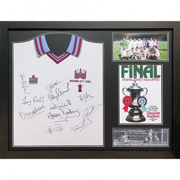 West Ham United FC 1980 FA Cup Winners Signed and Framed Shirt 