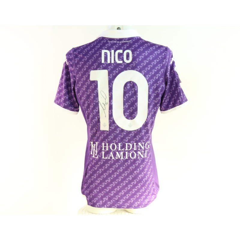 Nico Gonzales' Napoli vs Fiorentina Signed Match-Issued Shirt, Supercup Semifinals 2024