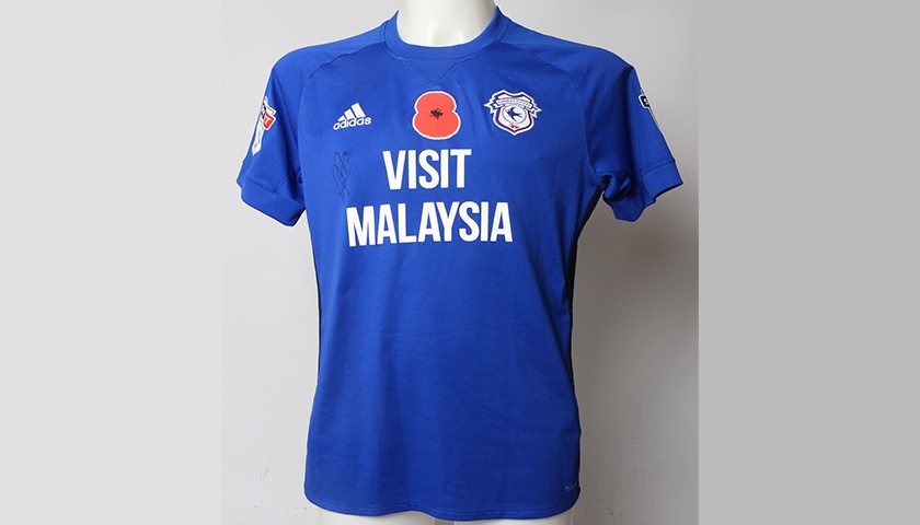 Poppy Shirt Signed by Cardiff City FC's Lee Peltier