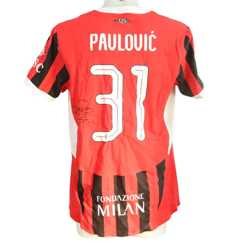 Maglia ufficiale Pavlovic Milan, 2024/25 - Autografata