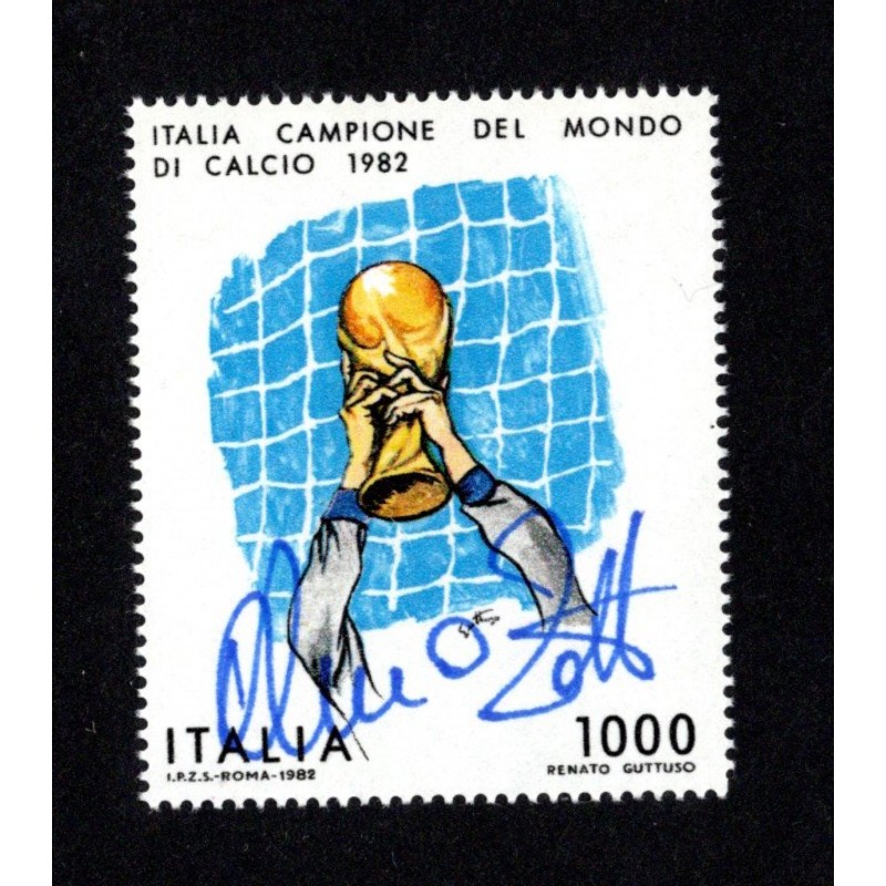 1,000 Lire 1982 Fifa World Cup - Stamp Autographed by Dino Zoff