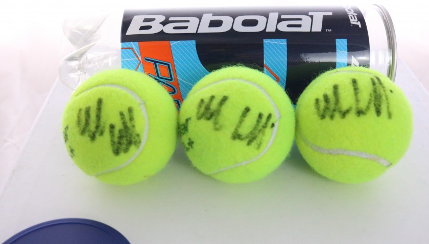 Set of Three Babolat Padel Balls Signed by Galli