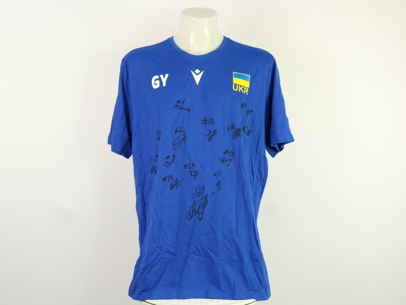 T-shirt ufficiale dell'Ucraina - autografata dalla squadra maschile