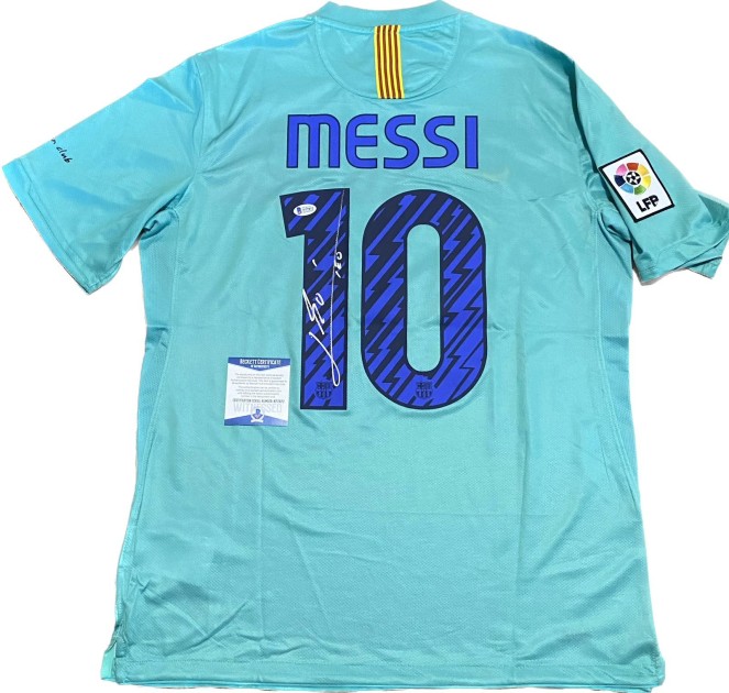 Messi's FC Barcelona 2010/11 Signed Replica Away Shirt