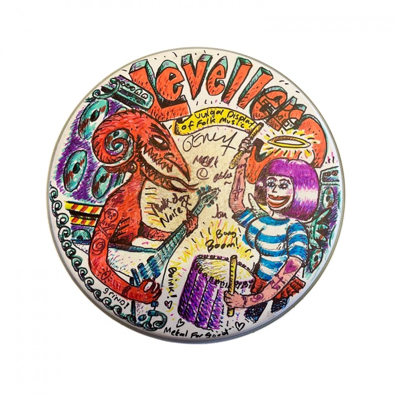 Illustrated Drum Skin Signed by The Levellers