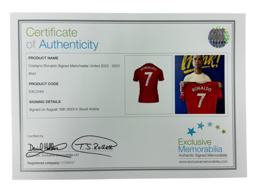 Cristiano Ronaldo's Manchester United 2022/23 Signed And Framed Shirt ...