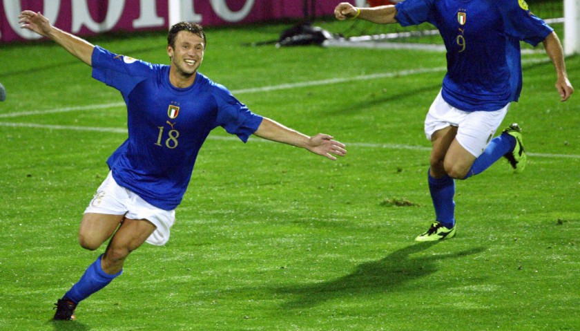 Cassano's Italy Match-Issue/Worn Euro 2004 Shirt