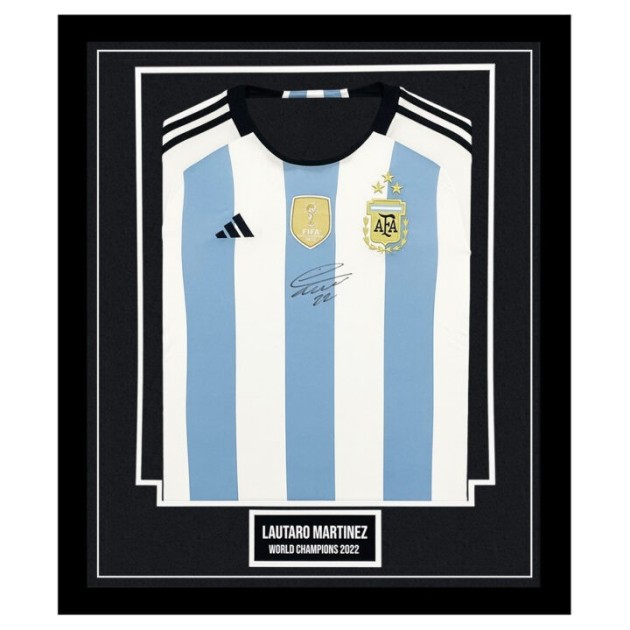 Lautaro Martinez's Argentina World Cup Winner 2022 Signed and Framed Shirt