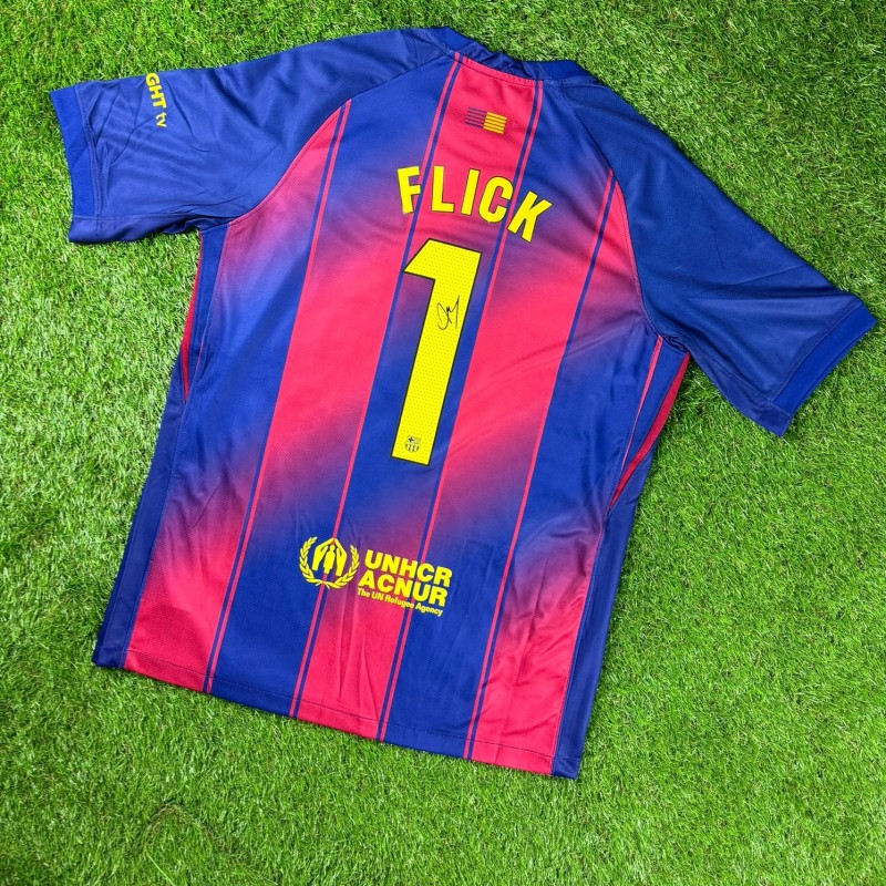 Hansi Flick Signed Barcelona 2025-26 Home Football Shirt COA