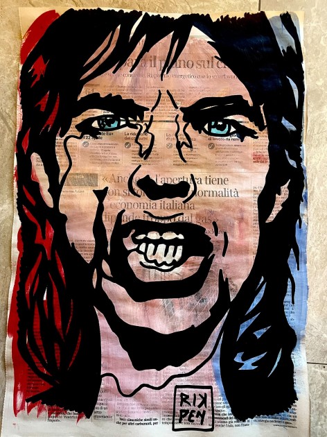 Mick Jagger – Unique Artwork on Newspaper by RikPen