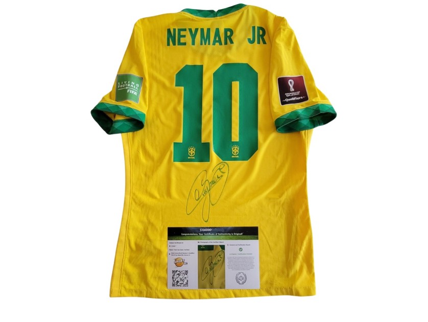 Neymar's Signed Match Shirt, Brazil vs Uruguay - WC 2022 Qualifiers