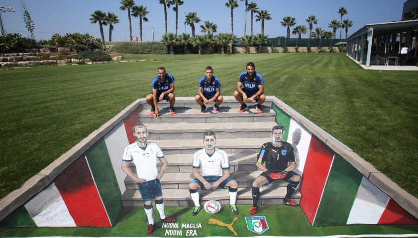 3-D Work of Art by Street Artists Joe and Max, Autographed by Buffon, Verratti and Chiellini