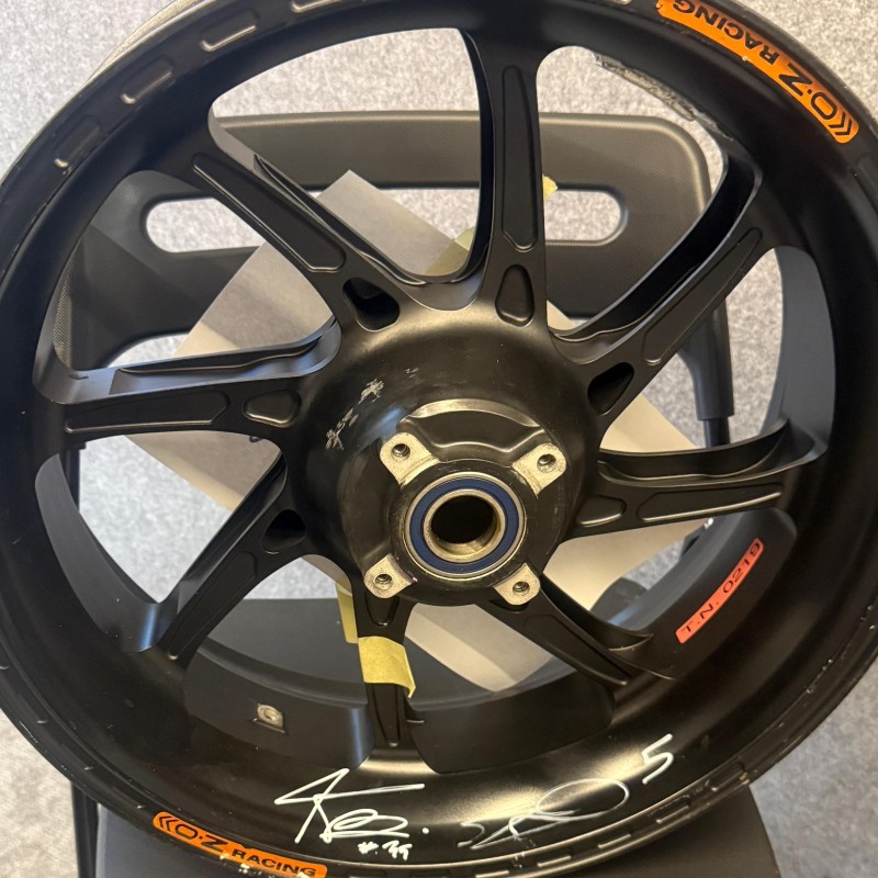 Official LCR Honda MotoGP Rear Wheel Signed by Riders Johann Zarco and Somkiat Chantra