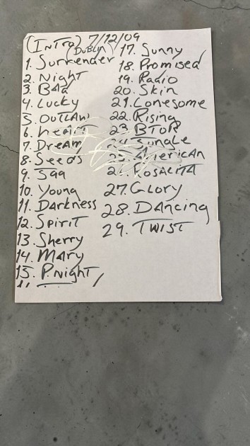 Bruce Springsteen Signed Set List