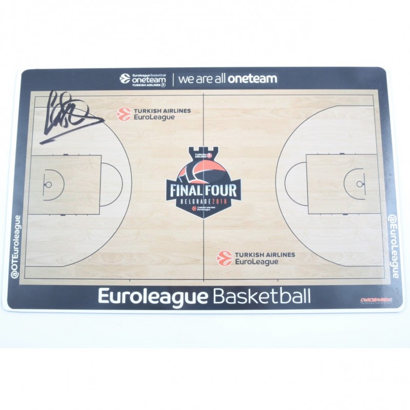 2018 Turkish Airlines EuroLeague Final Four Coach Board signed by Pablo Laso