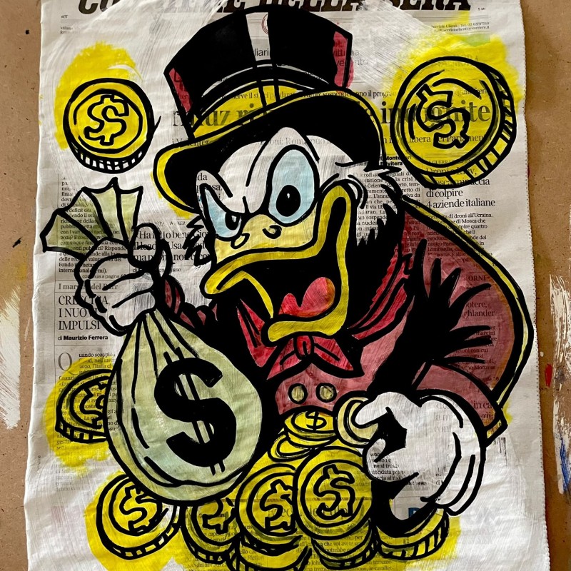 Scrooge McDuck – Unique Artwork on Newspaper by RikPen
