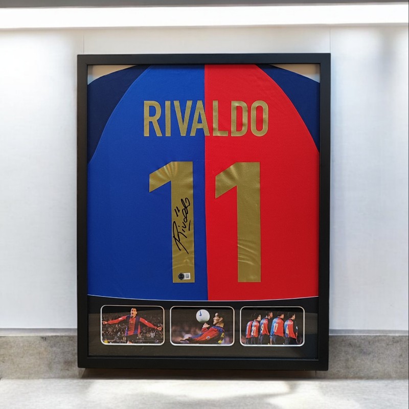 Rivaldo's FC Barcelona Signed and Framed Shirt