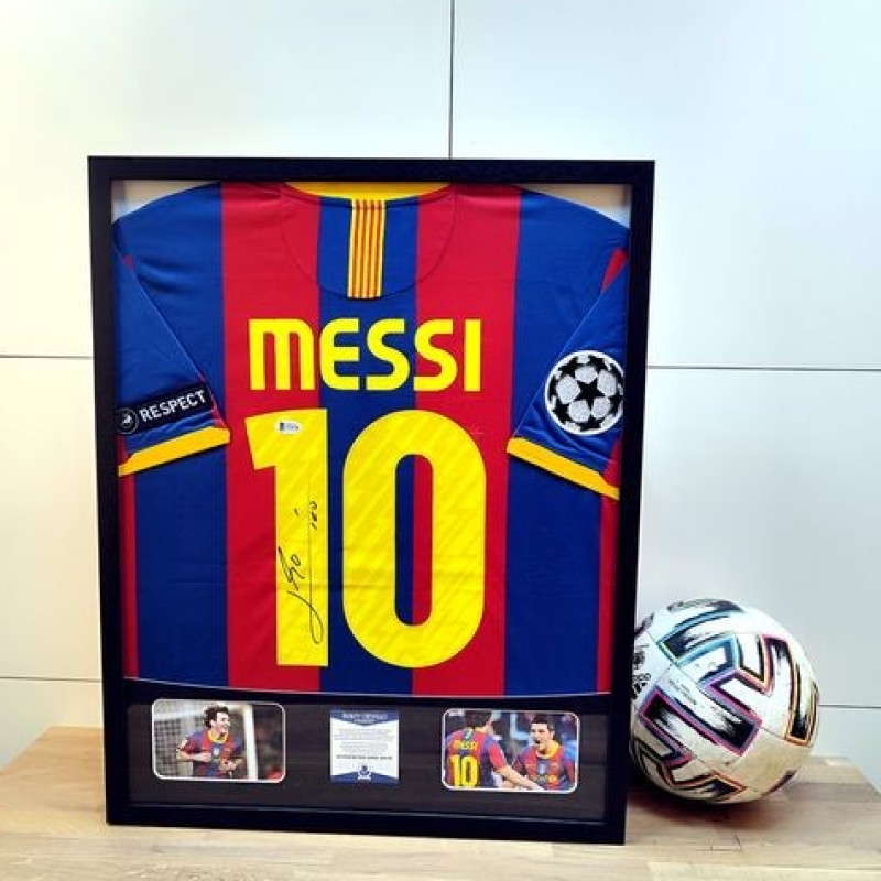 Messi's FC Barcelona 2010/11 Signed and Framed Shirt