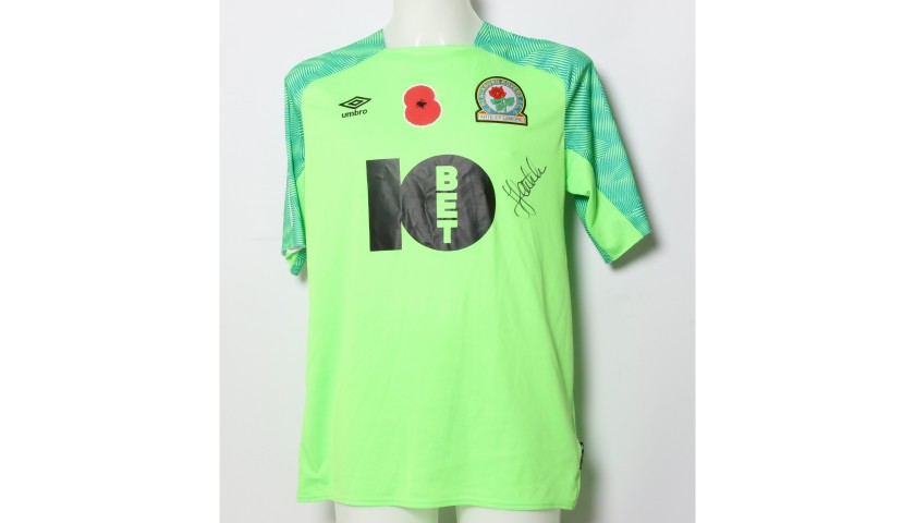 Jayson Leutwiler's Match-Worn Blackburn Rovers Signed Poppy Home Shirt 