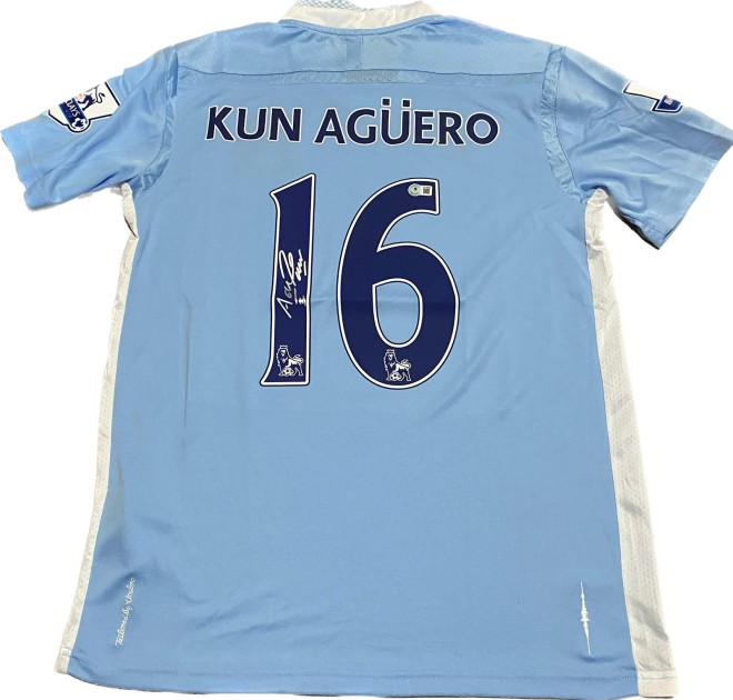 Replica della maglia del Manchester City firmata dal Kun Aguero