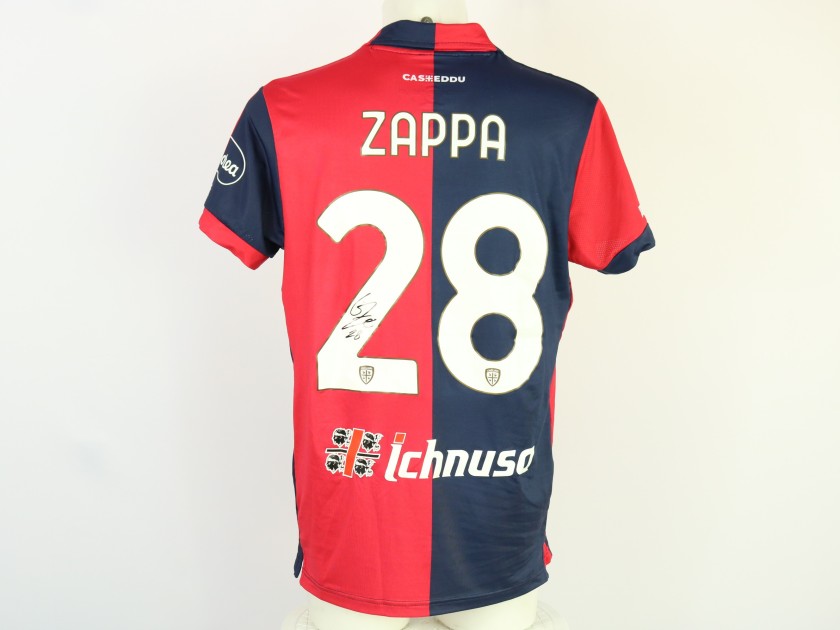 Zappa's Unwashed Signed Shirt, Cagliari vs Hellas Verona 2024 "Keep Racism Out"