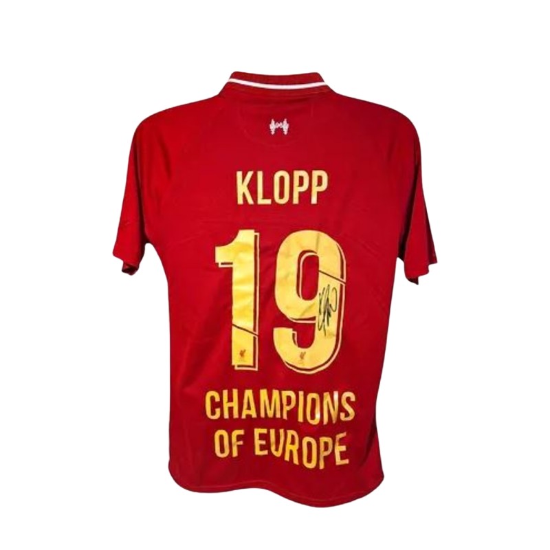 Maglia da calcio replica firmata Jurgen Klopp Liverpool 19/20 Champions League