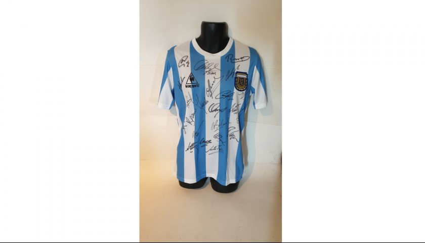 Argentina 1986 World Cup Squad Signed Shirt