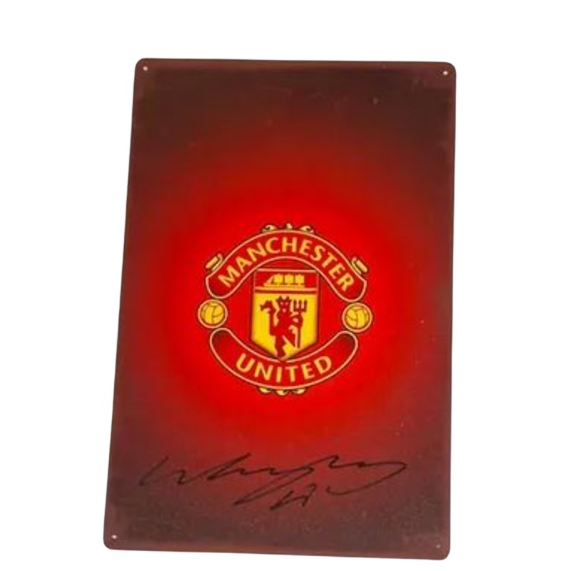 Cartello Stradale Manchester United - Autografato da Wayne Rooney 