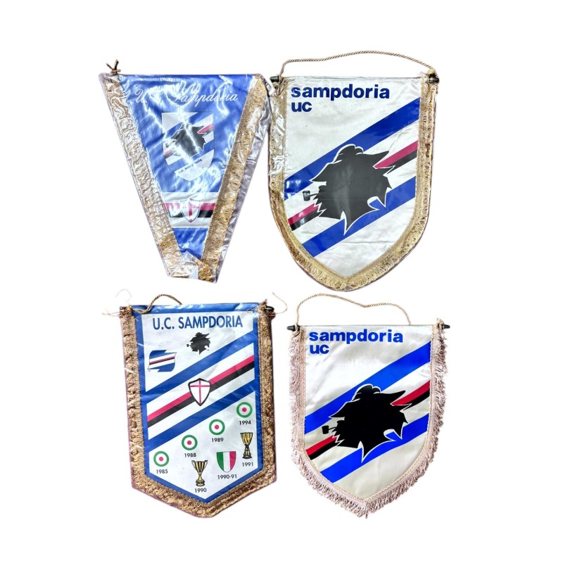 Sampdoria's Collection of Four Official Pennants, 1980/90s