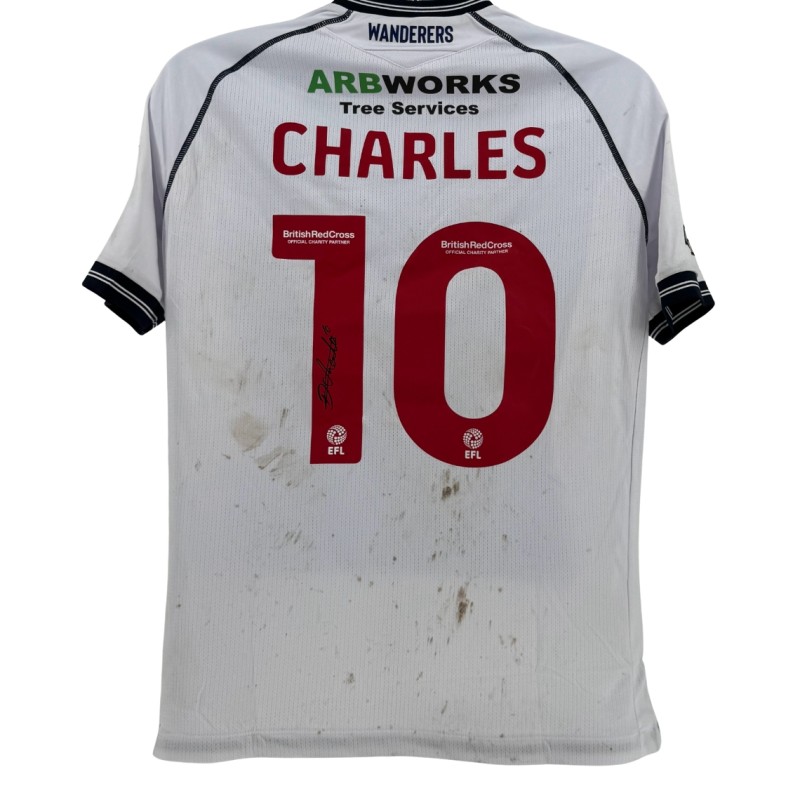 Maglia firmata di Dion Charles del Bolton Wanderers indossata durante la partita