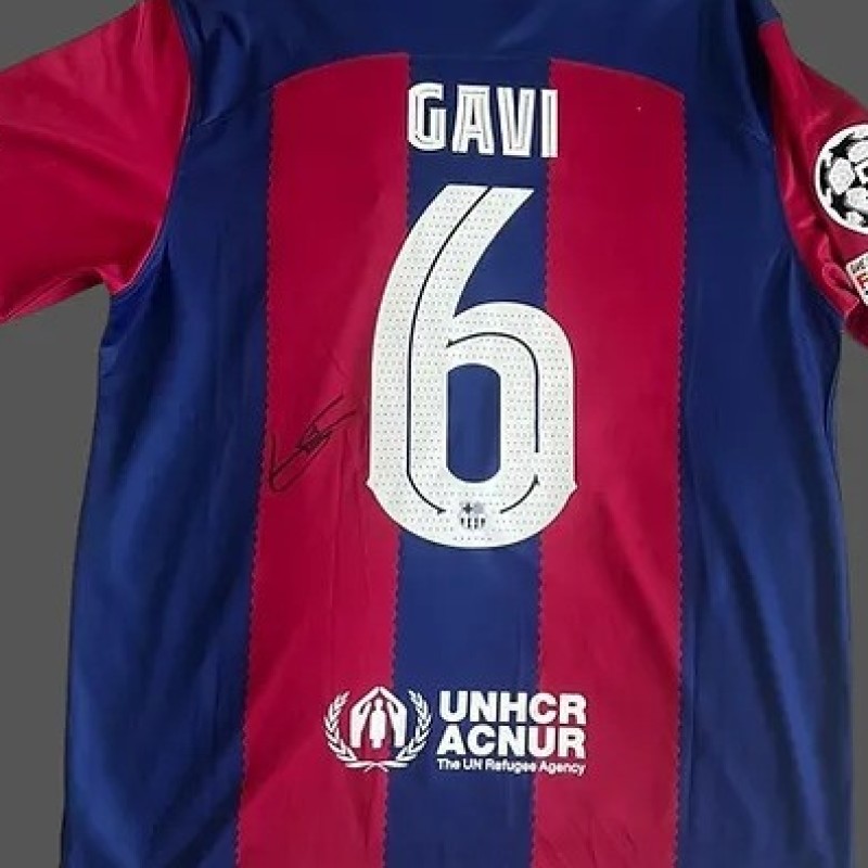 Gavi's FC Barcelona 2023/24 Signed and Framed Shirt