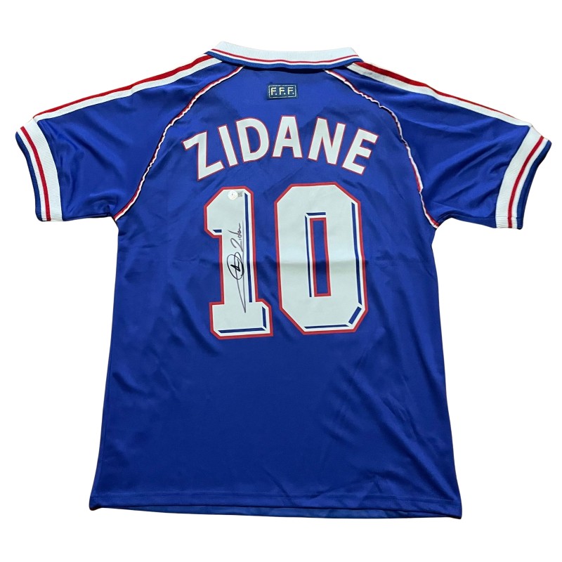 Zinedine Zidane Coppa del Mondo Francia 1998 Maglia Replica Firmata