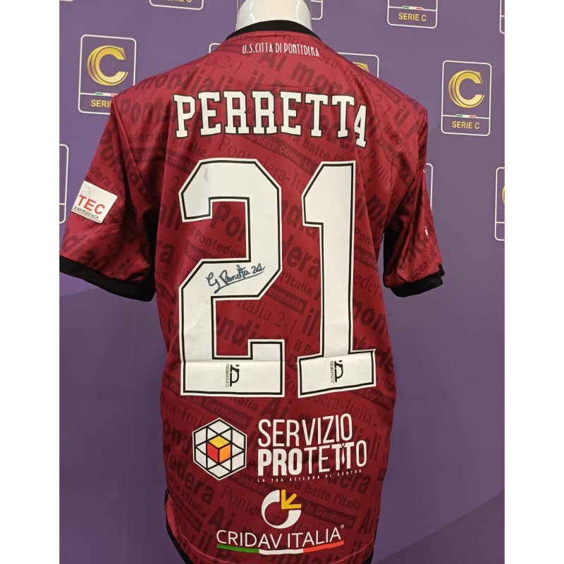 Perretta's Pontedera Signed Issued Shirt, 2025/26