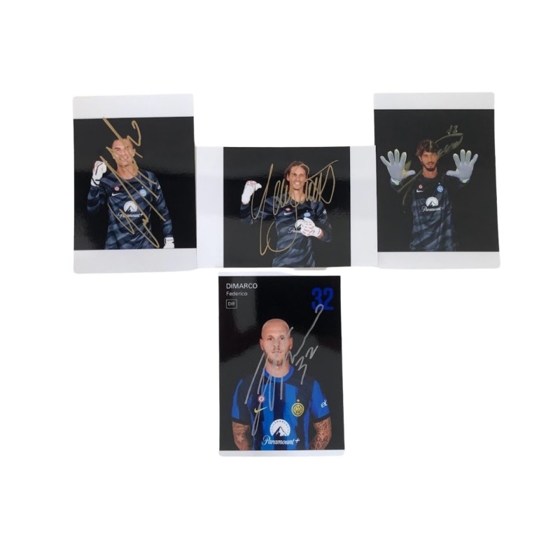 Set di 4 Fotografie autografate dai giocatori dell'Inter