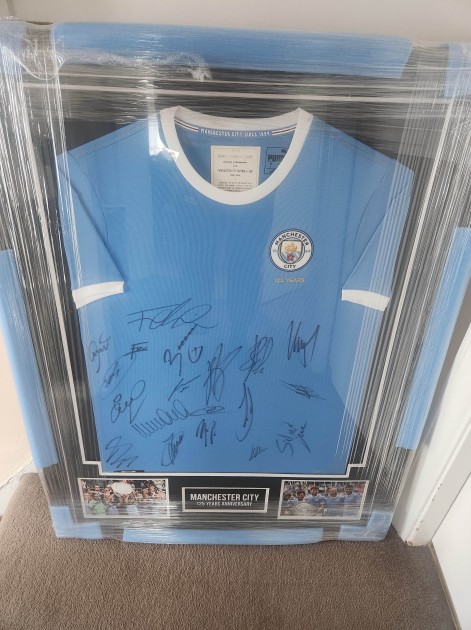 Official 125th Anniversary Shirt Signed by Manchester City Team 