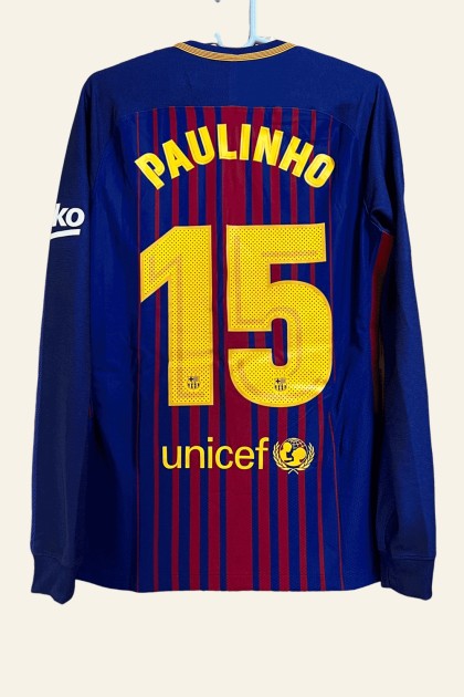 Paulinho's FC Barcelona 2017/18 Match-Issued Shirt