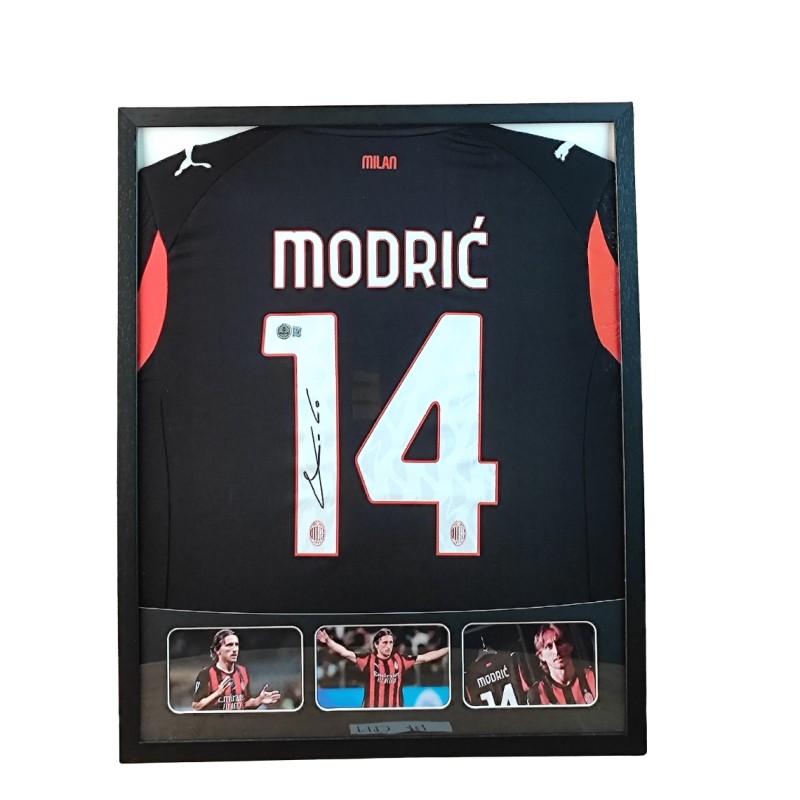 Maglia Luka Modric AC Milan in cornice deluxe di alta qualità - Autografata