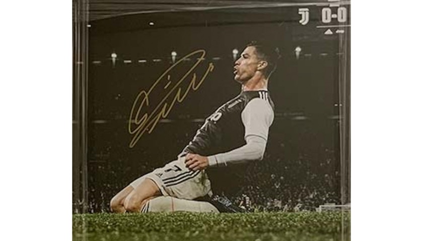 Cristiano Ronaldo Signed Juventus Celebration Photo Framed