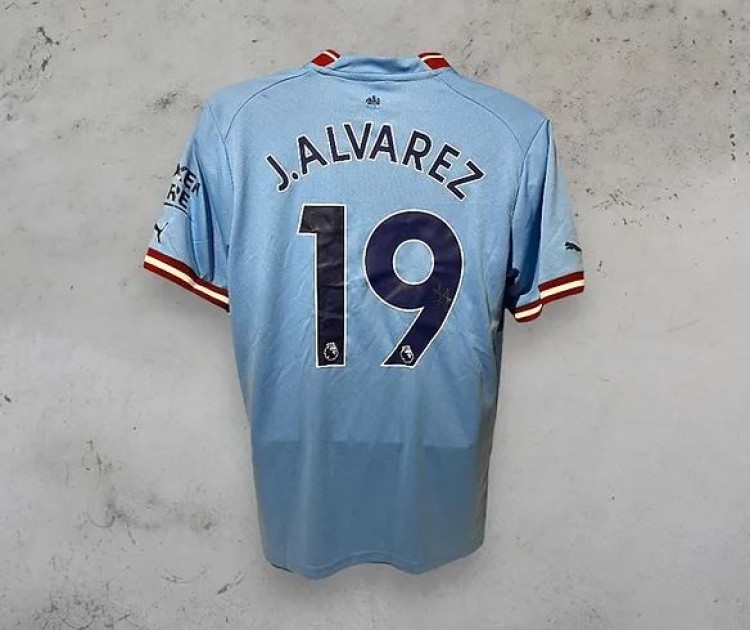 Julian Alvarez's Manchester City 2022/23 Signed and Framed Shirt 